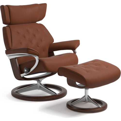 Фото №1 - Кресло-реклайнер  с пуфом Skyline (M) Signature chair/footstool (Paloma/ Copper /Brown)(13053150944203)