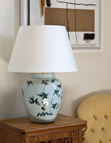 Фото №2 - Лампа настольная ваза керамическая Bamboo Leaf(2S117866)