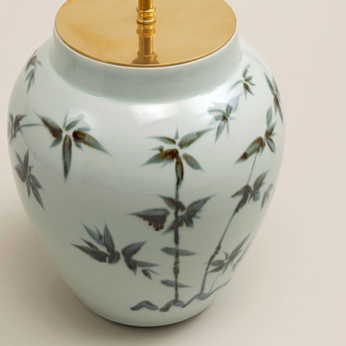 Фото №3 - Лампа настольная ваза керамическая Bamboo Leaf(2S117866)