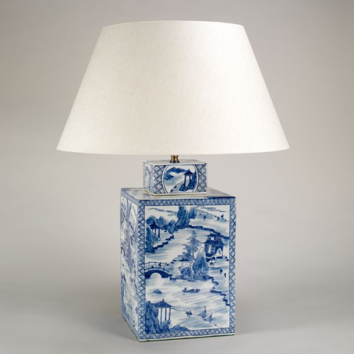 Фото №1 - Лампа настольная квадратная ваза Blue and White(2S117871)