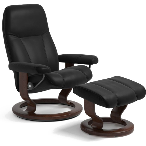 Фото №1 - Кресло-реклайнер с пуфом Consul (M) Classic chair w/footstool (Batick / Black / Cherry)(10050150931903)