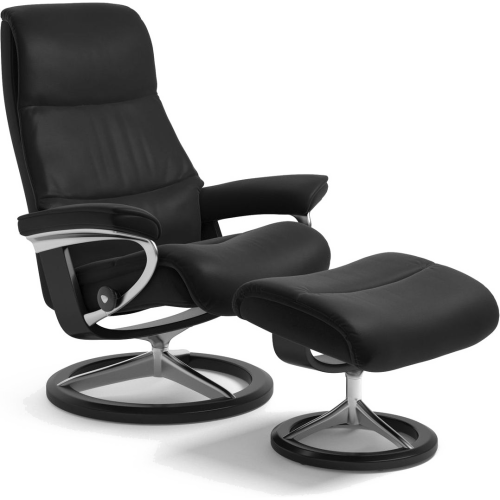 Фото №1 - Кресло-реклайнер  с пуфом View (M) Signature chair w/footstool (Paloma/ Black / Black)(13073150941905)