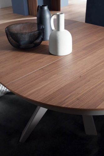 Фото №4 - Раздвижной круглый обеденный стол Emisfero c деревянной столешницей(T236)